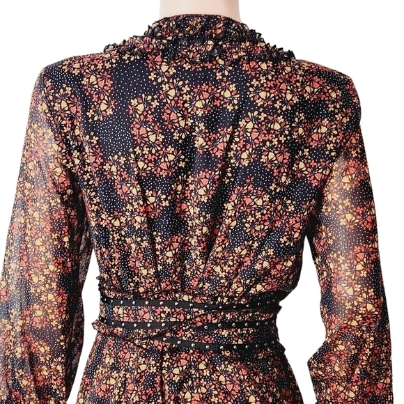 STEVIE May - Monarch Mini Wrap Around Dress Metal Studded Belt Size: L - Picture 11 of 16